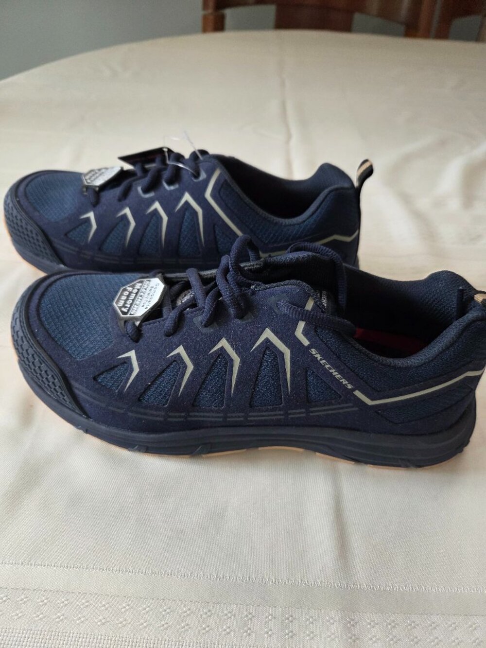 Men's Skecher's Air Cooled Memory Foam sneaker with composite safety toe size 9